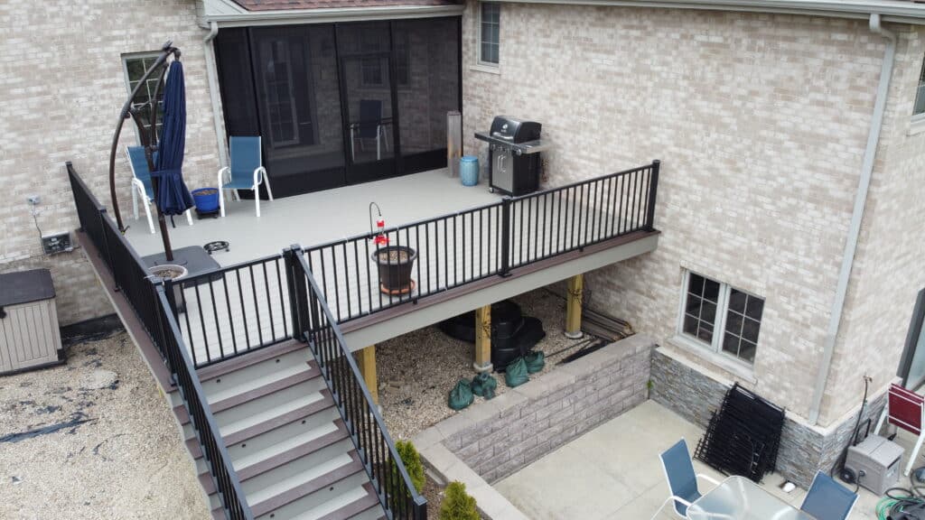 elevated deck with screen porch