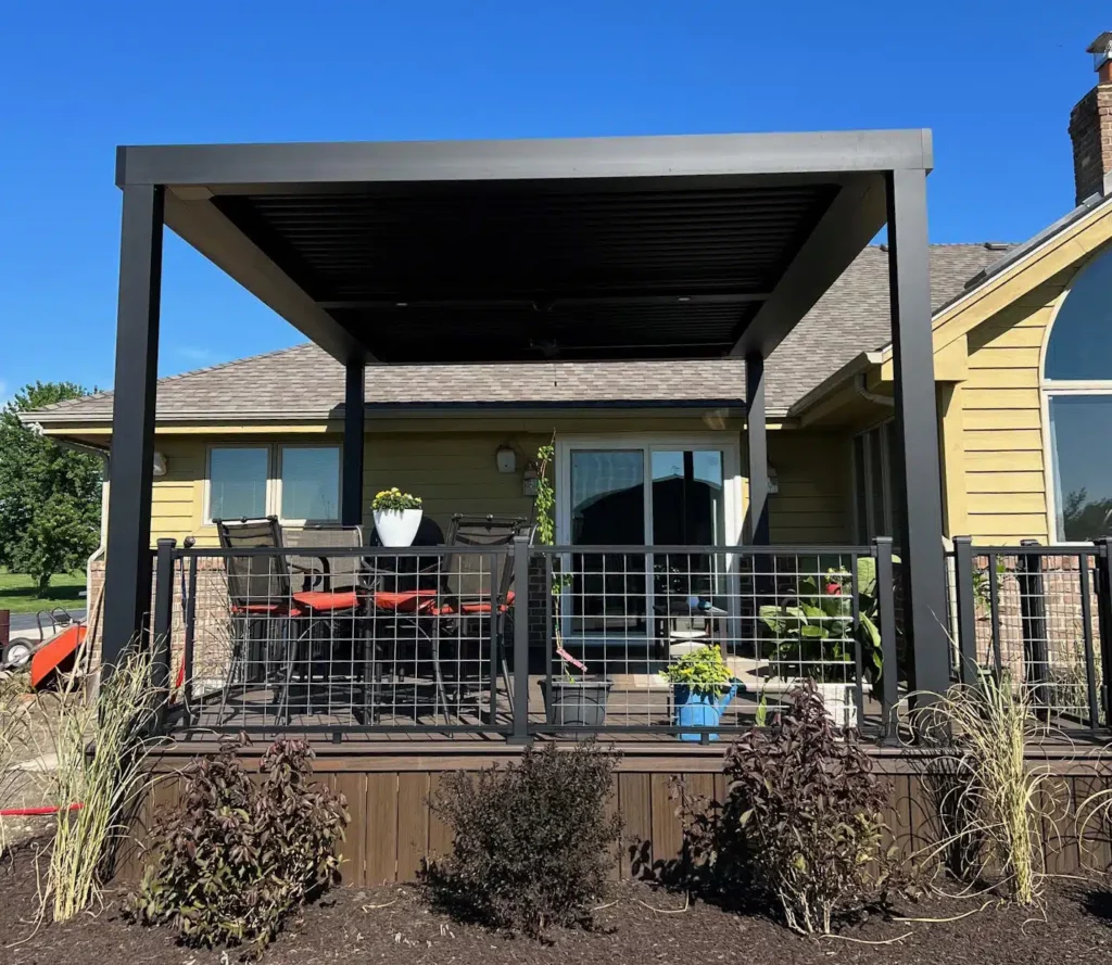 screen room contractors photo of a pergola providing shade on a deck screen room contractor monee il