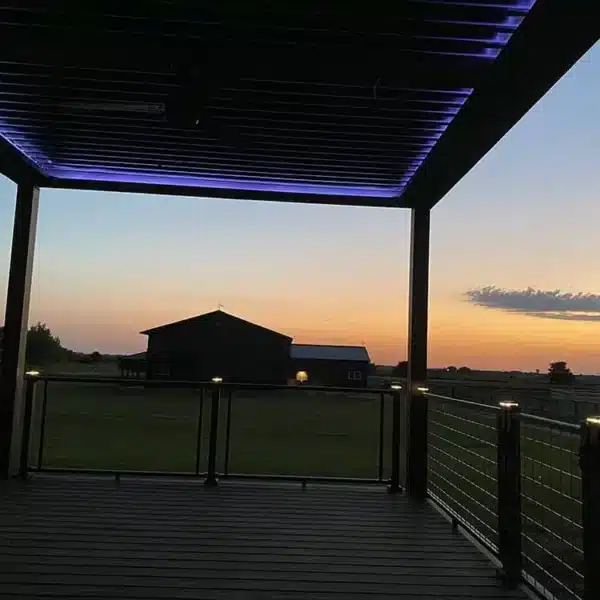 another photo of a beautiful sunset from under a struxure pergola