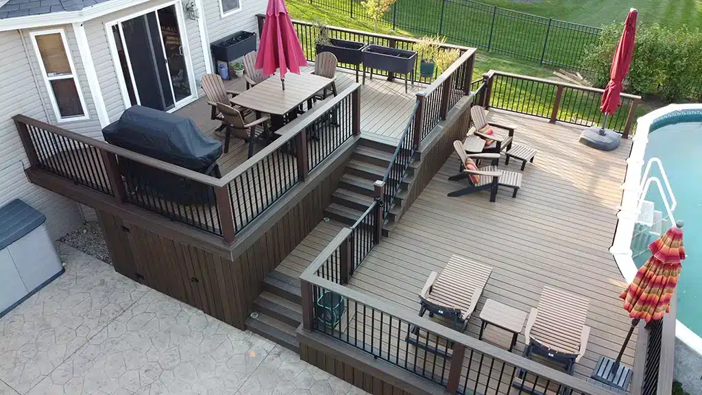 photo of a composite multi-level pool deck illinois