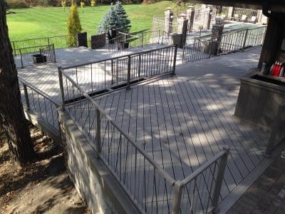 Gray Deck with metal Railing