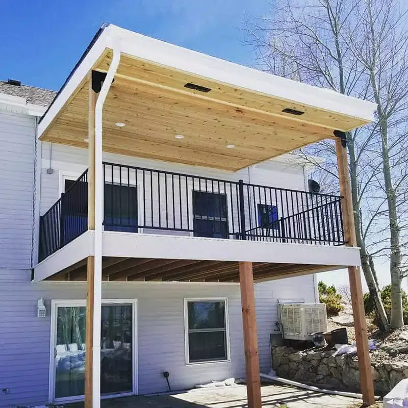 photo of an elevated covered deck