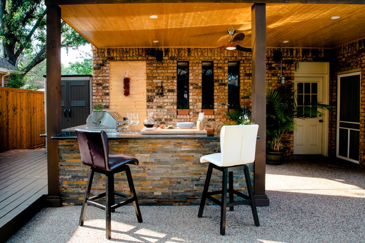 new and modern outdoor kitchen