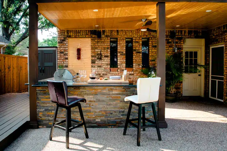 New and modern outdoor kitchen