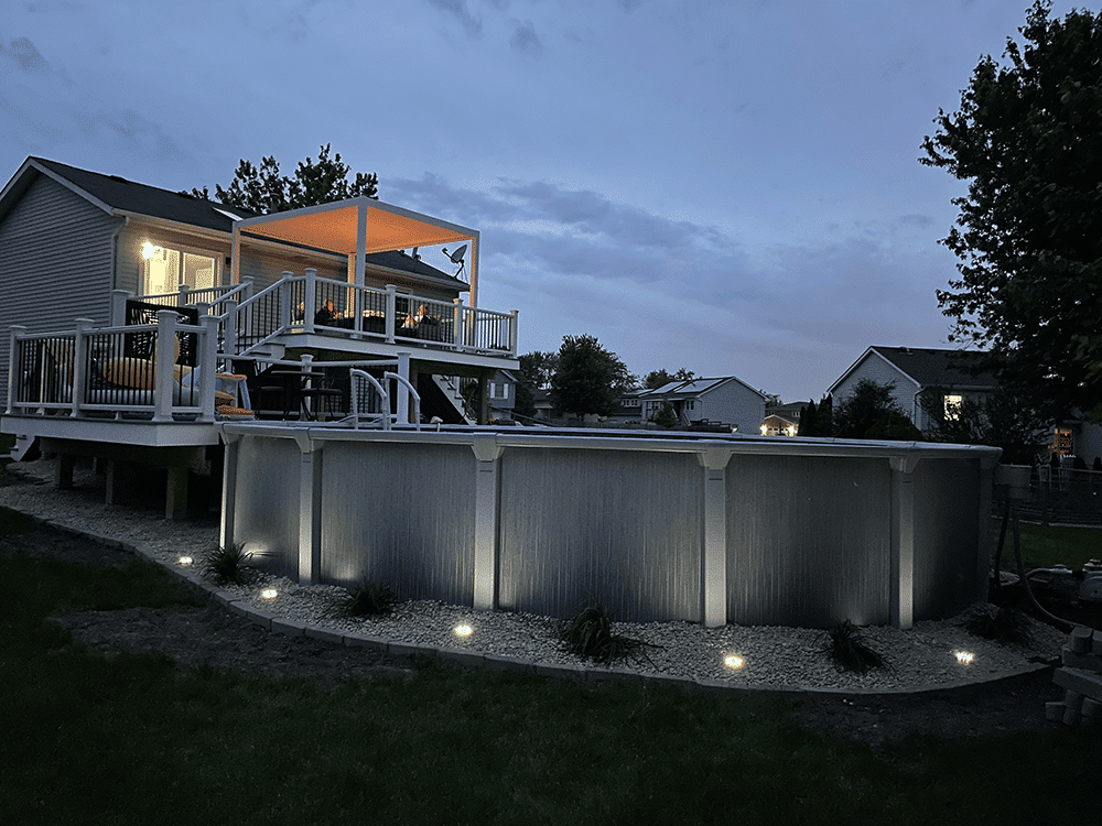 deck lighting ideas multi level pool deck with outdoor lighting and renovated landscape 1