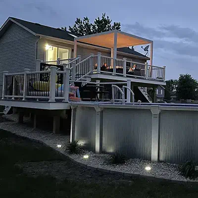 Pool Deck with outdoor lighting