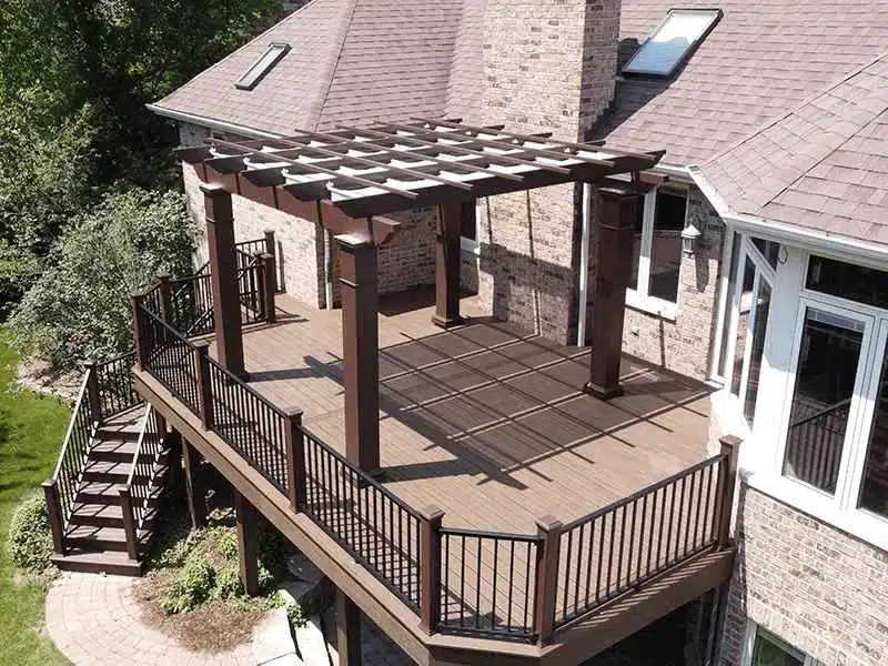 custom pergola over deck design - outdoor living spaces contractor illinois