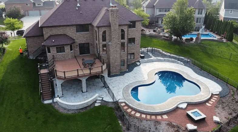 photo of an elevated deck, patio, and pool deck